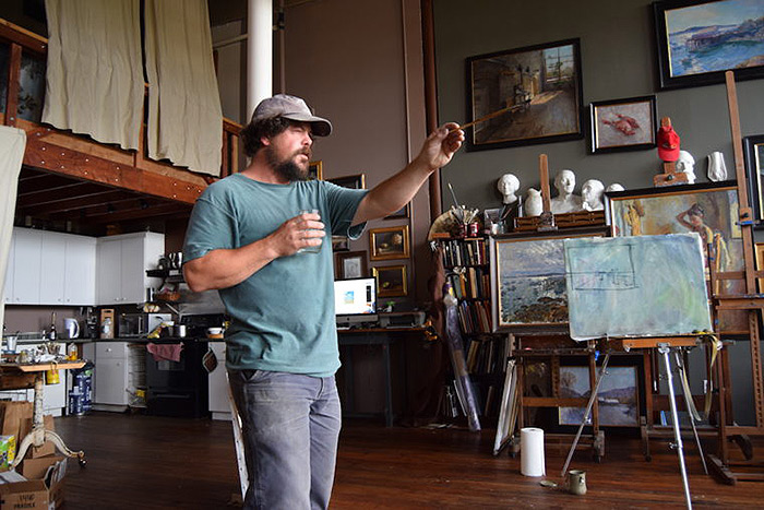 Ben Fenske painting in his studio