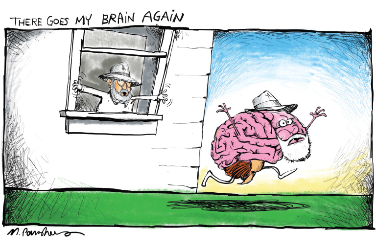 There goes my brain cartoon by Mickey Paraskevas