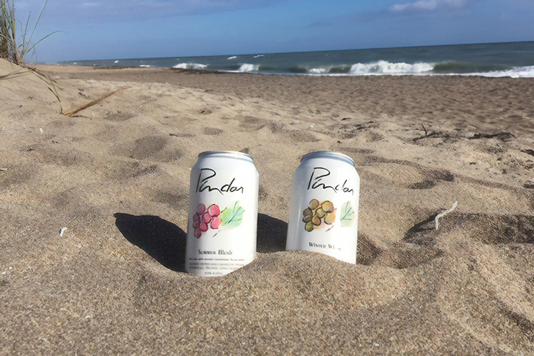 Pindar’s first two canned wines, Summer Blush and Winter White, Photo: Courtesy Pindar Vineyards