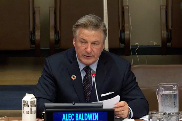 Alec Baldwin speaks at the UN