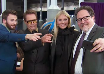 Chris Evans, Robert Downey Jr., Gwyneth Paltrow and Jon Favreau at the Avengers: Endgame World Premiere