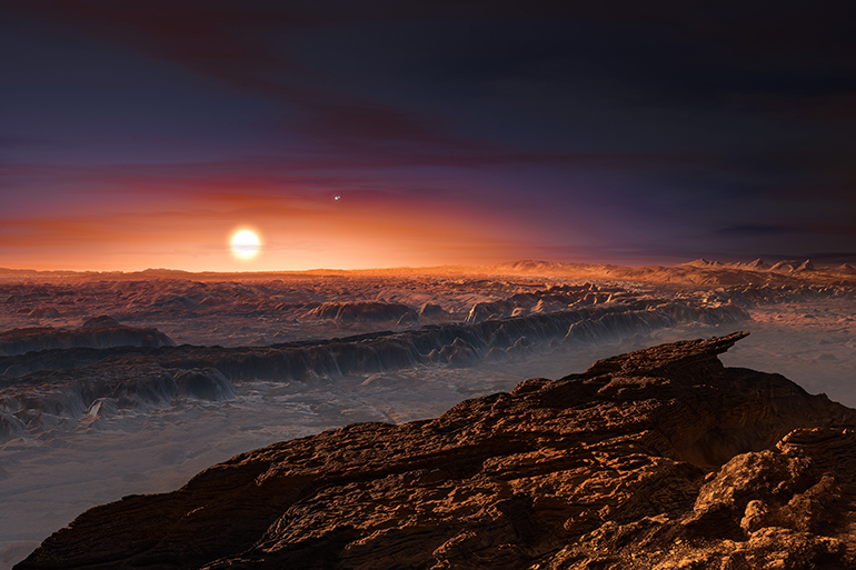 Artist's impression of the planet orbiting Proxima Centauri