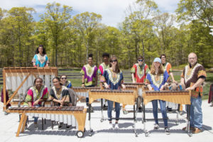 The Bridgehampton School's Marimba Band and band leader David Elliott