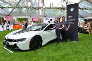 BMW's Takara Sewitt and Eric Miller with a BMW i8