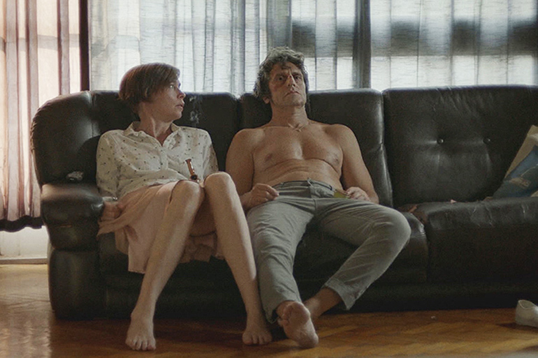 Julianne Nicholson and Diego Peretti in "Initials SG"