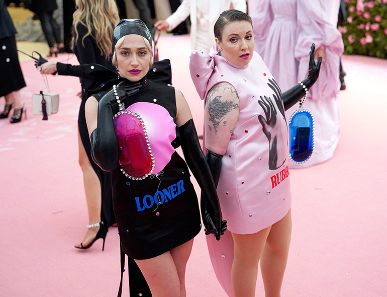 Jemima Kirke and Lena Dunham at the Met Gala