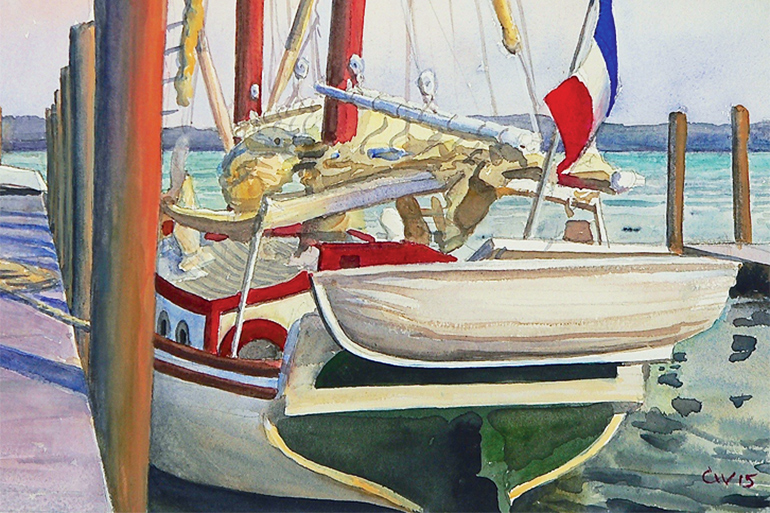May 3, 2019 Dan's Papers cover art (detail) by Christian White featuring a Greenport tall ship