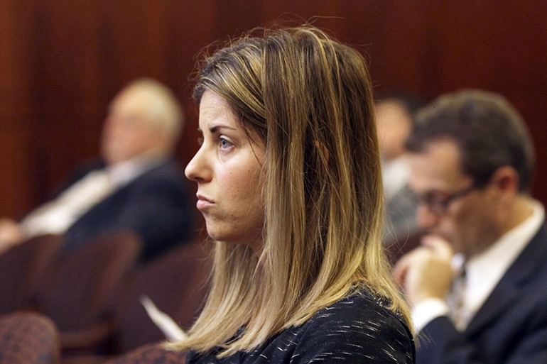 Maria Pinzone in court in "A Woman's Work"