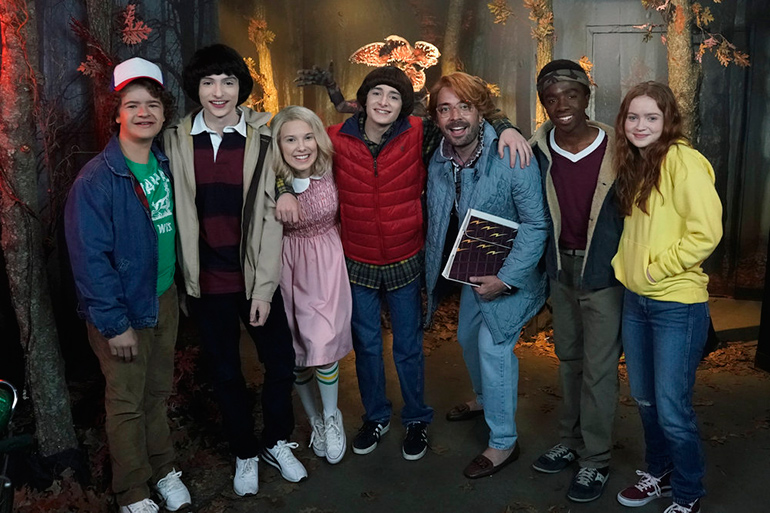 Jimmy Fallon and the Stranger Things cast at Madame Tussauds Wax Museum