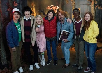 Jimmy Fallon and the Stranger Things cast at Madame Tussauds Wax Museum