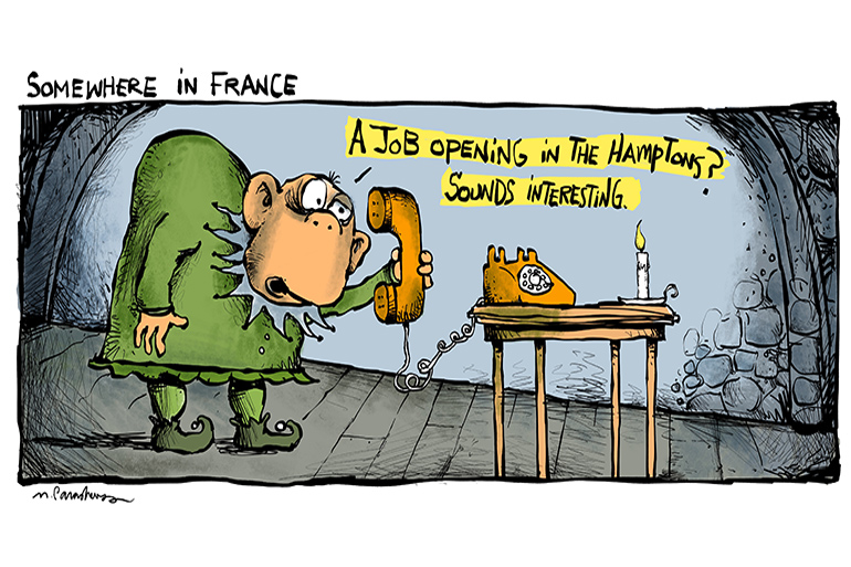 Hunchback church bell cartoon by Mickey Paraskevas