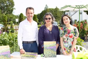 Writer of Bloom: The Luminous Gardens of Frederico Azevedo team Frederico Azevedo, founder of Unlimited Earth Care and author of Bloom: The Luminous Gardens of Frederico Azevedo, Publisher-Suzy Slesin, Writer-Camille Coy