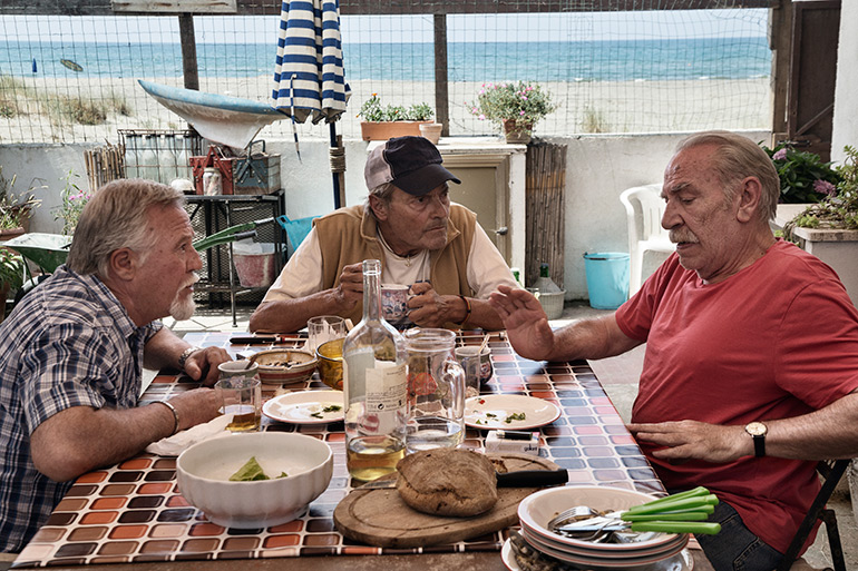 Cesar (R) and fellow factory workers Morbido and Ictus