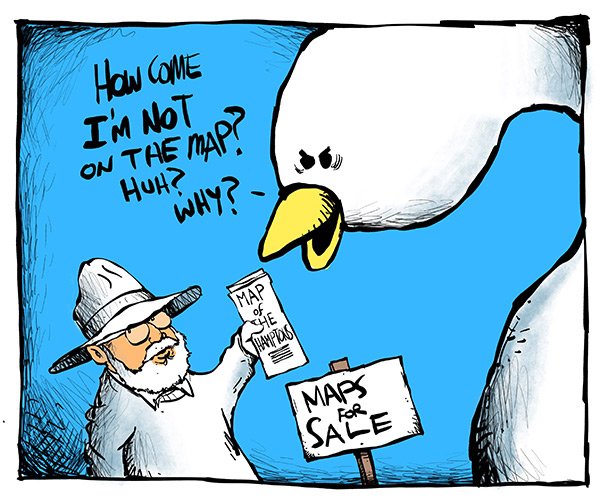 Maps for sale cartoon by Mickey Paraskevas