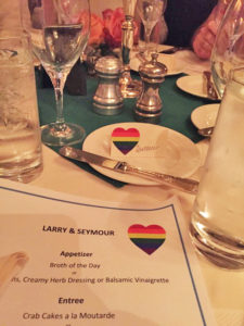 Lawrence Rich and Seymour Levy's Pride Week Party menu