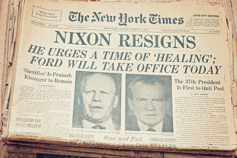 Nixon Resigns newspaper