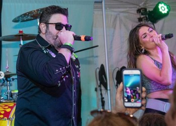 Adam Richman and NYC's Jessie's Girl perform at Dan's GrillHampton