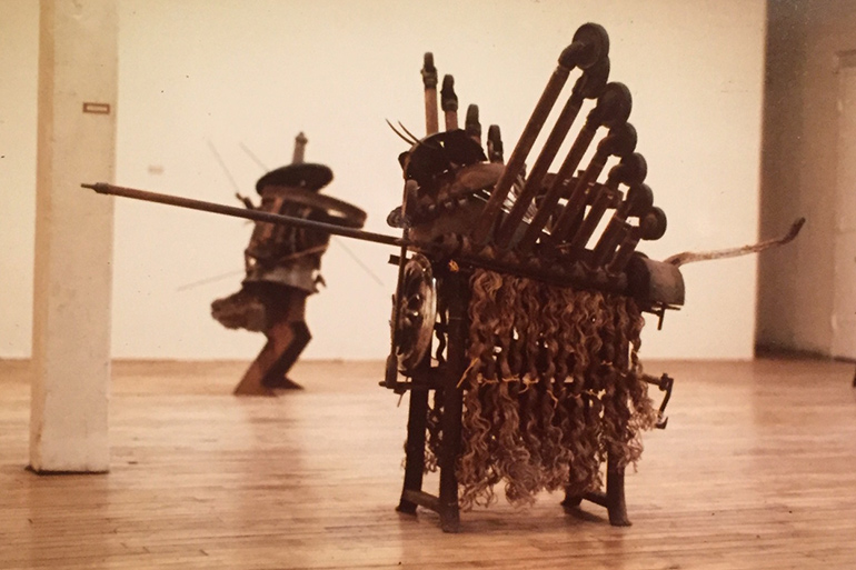 Battle's sculpture in his one-man show