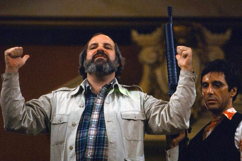 Brian De Palma and Al Pacino on the set of "Scarface"