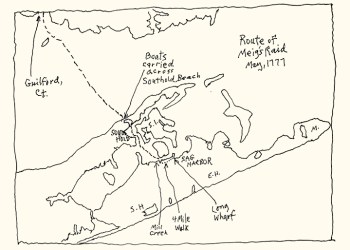 Dan Rattiner's Meigs Raid map, from Connecticut to Sag Harbor
