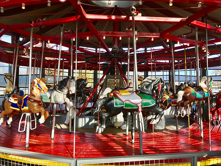 Antique Greenport carousel in Mitchell Park