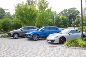 Porsche luxury cars were on property for guests to view