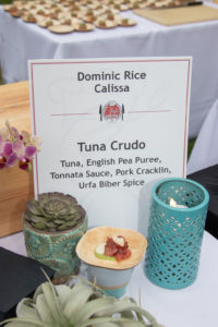 Dish prepared by Calissa, tuna crudo