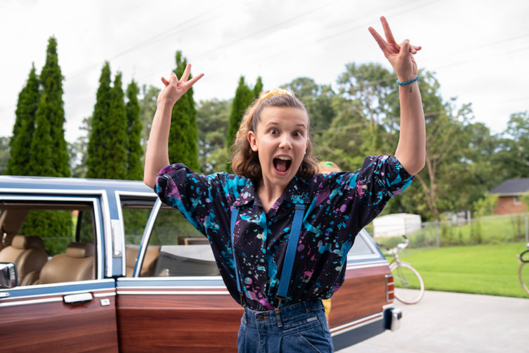 Millie Bobby Brown filming "Stranger Things" Season 3