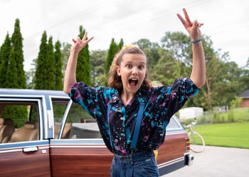 Millie Bobby Brown filming 