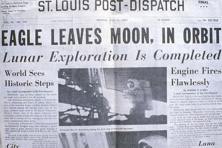 1969 Apollo 11 headline, Image: Visions Of America LLC/123RF