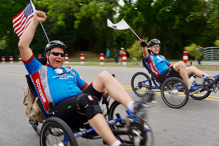 Handcycle riders at Soldier Ride Hamptons