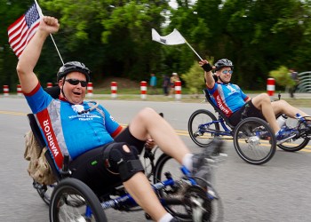 Handcycle riders at Soldier Ride Hamptons