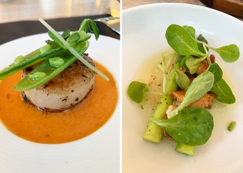 Local Seared Diver Scallops and Warm Asparagus Salad at Topping Rose House, Photos: Genevieve Horsburgh