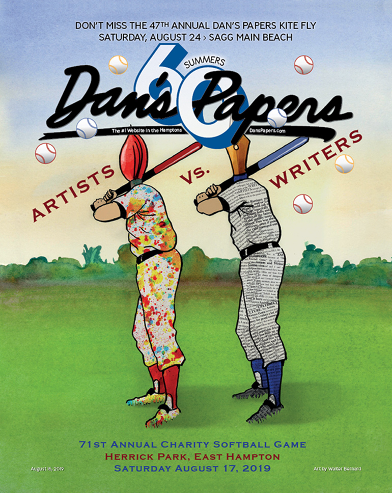 August 16, 2019 Dan's Papers cover art for 2019 Artists & Writers Game by Walter Bernard