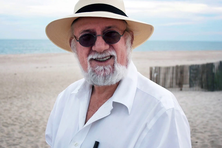 Dan Rattiner on the beach in the Hamptons