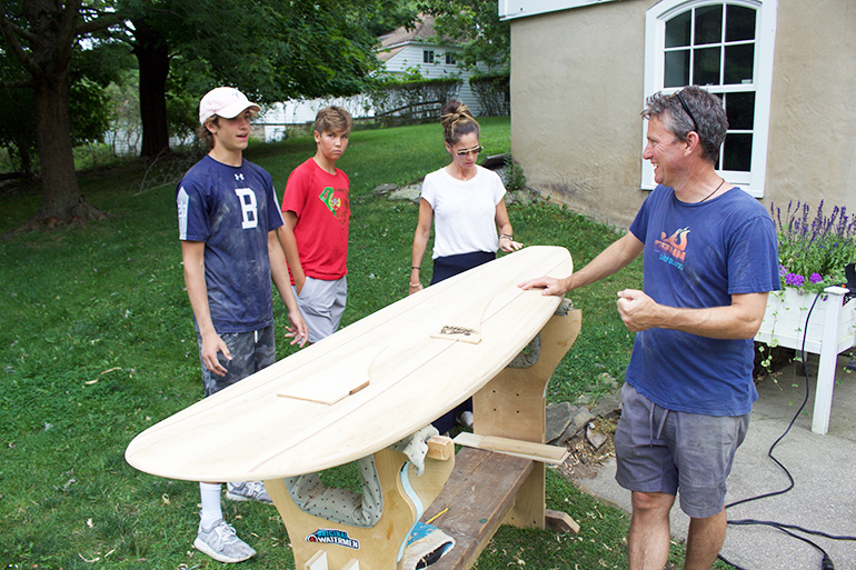 Brian Schopfer and Aiden Santoro with Santoro's family