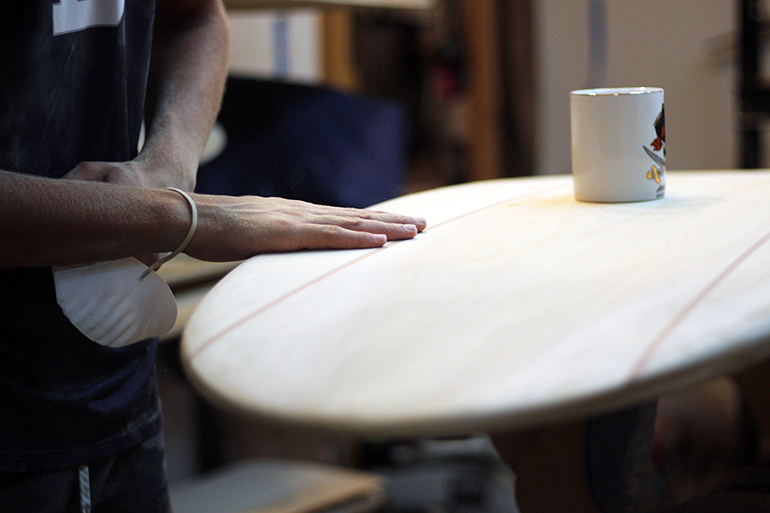 Grain surfboard near finished