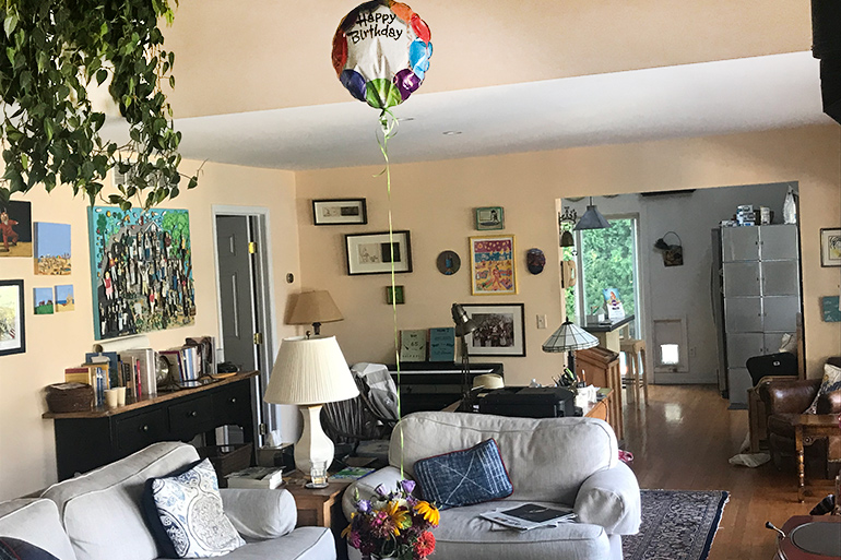 Helium balloon in Dan's living room