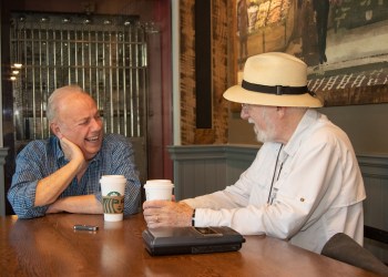 Roger Rosenblatt interviewing Dan Rattiner, Photo: Barbara Lassen
