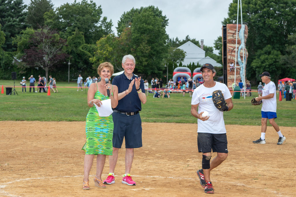 Bill Clinton on the mound with Benito Vila