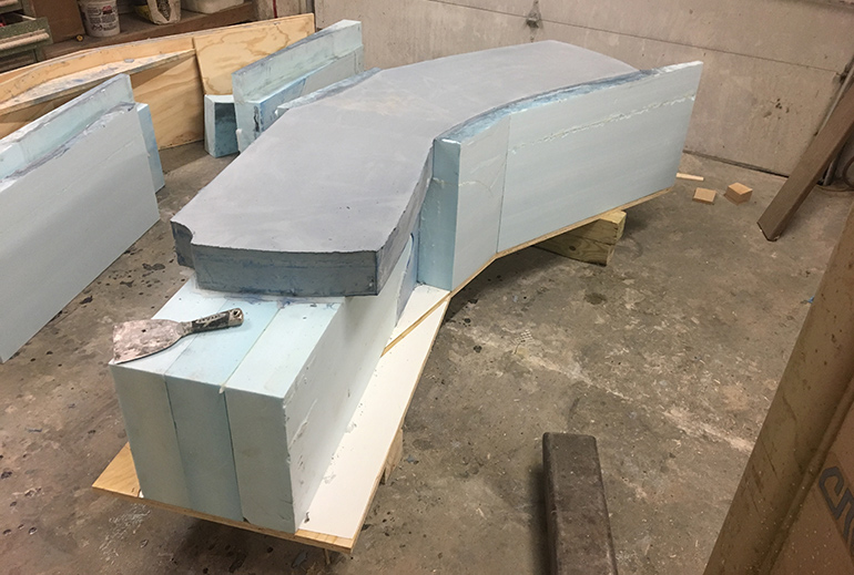 Concrete bench in progress