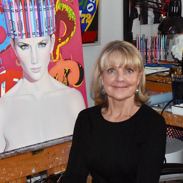 Dan's Papers cover artist Suzy Smith in her studio