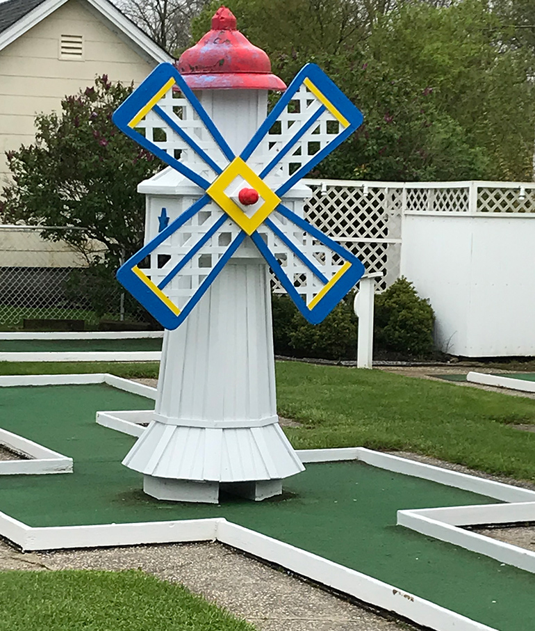 Tick Tock Hole 11 at Drossos Motel miniature golf course Greenport