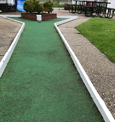 Tick Tock Hole 17 at Drossos Motel miniature golf course Greenport