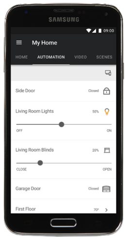 Briscoe Protective’s Honeywell Total Connect® Home Automation app, Image: Courtesy Briscoe Protective