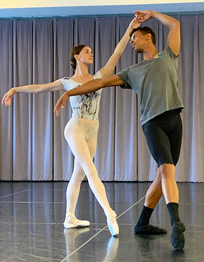 Cassandra Trenary and Jose Sebastian in rehearsal for Hamptons Dance Project, Photo: Courtesy HDP