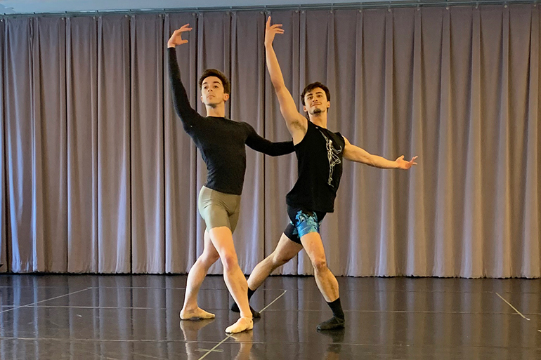 Tyler Maloney and Carlos Gonzalez in rehearsal for Hamptons Dance Project, Photo: Courtesy HDP