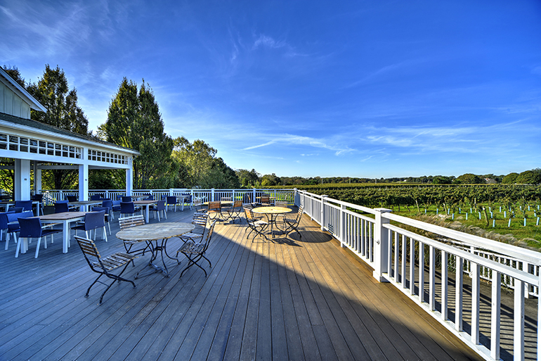 The Bedell Cellars Events Pavilion overlooking the vineyard