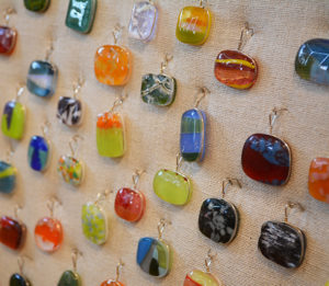 Fused glass pendants at Garden of Silver