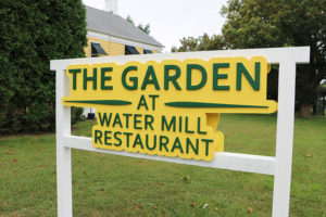The Garden at Water Mill sign